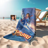 Personalized Face & Name Lilo And Stitch Surfing Beach Towel Towels