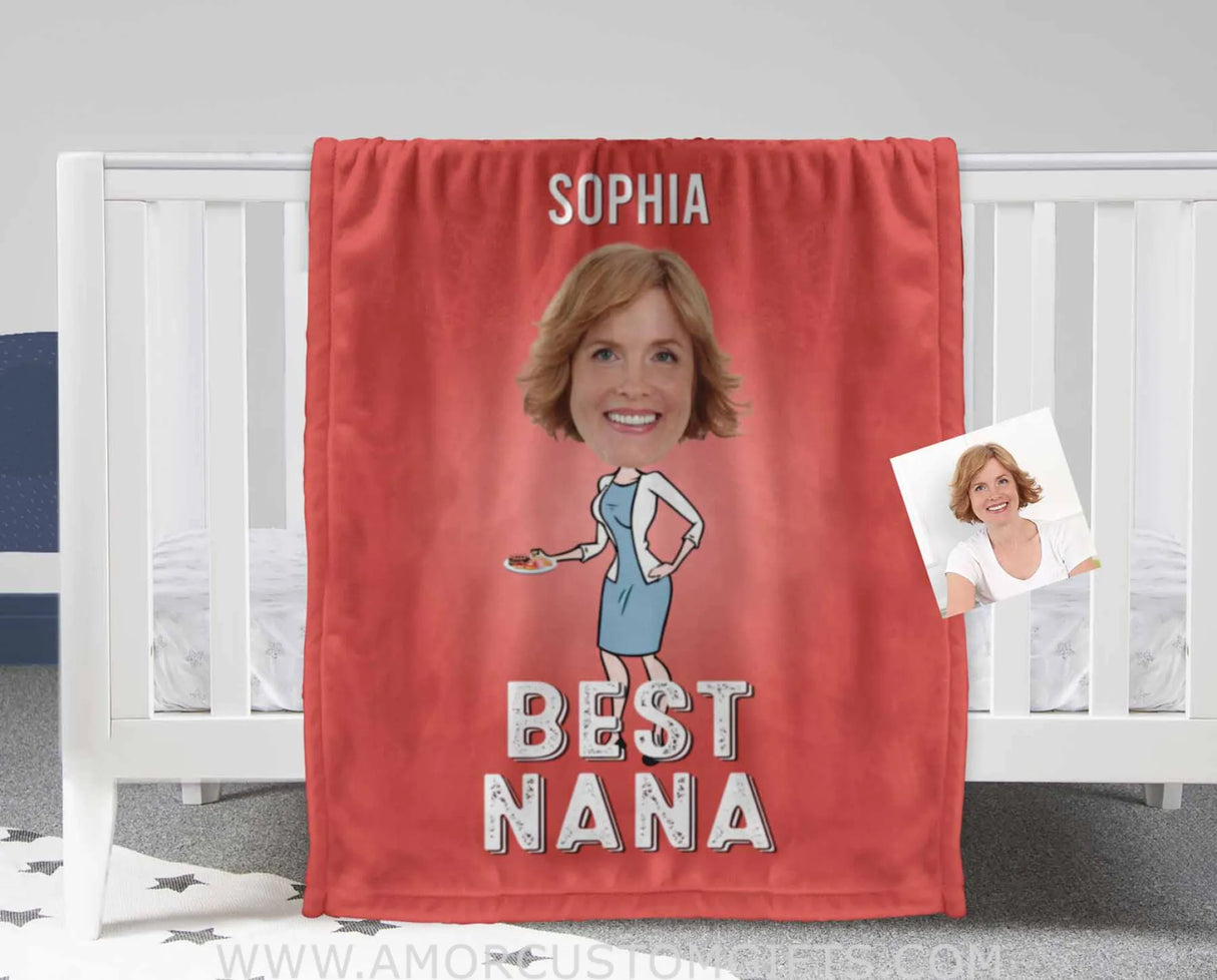Personalized Face & Name Mother’s Day Best Nana Blanket Blankets