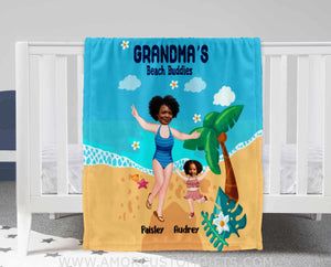Personalized Face & Name Mother’s Day Grandma Mom Beach Buddies Summer Blanket Blankets