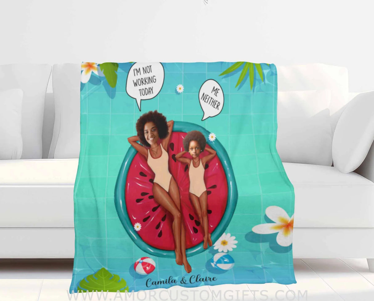 Personalized Face & Name Mother’s Day I‘m Not Working Today Summer Blanket Blankets