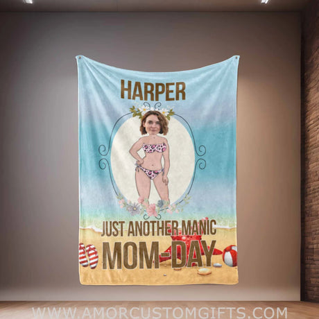 Personalized Face & Name Mother’s Day Manic Mom Blanket Blankets