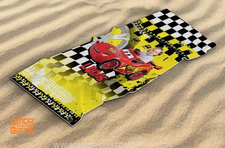 Towels Personalized Face & Name Summer Cartoon Disney Car Boy Beach Towel