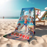 Personalized Face & Name Summer Dog Patrol Puppies Adventure Beach Volleyball Girl Towel Towels