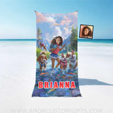 Personalized Face & Name Summer Dog Patrol Puppies Adventure Fishing Girl Beach Towel Towels