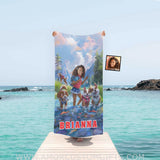 Personalized Face & Name Summer Dog Patrol Puppies Adventure Fishing Girl Beach Towel Towels