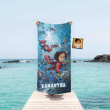 Personalized Face & Name Summer Dog Patrol Puppies Adventure Scuba Diving Girl Beach Towel Towels