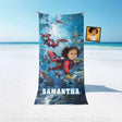 Personalized Face & Name Summer Dog Patrol Puppies Adventure Scuba Diving Girl Beach Towel Towels