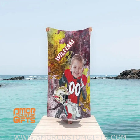 Towels Personalized Face & Name Summer Football San Francisco 49ers Boy Beach Towel