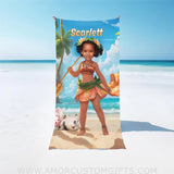 Towels Personalized Face & Name Summer Moana Princess With Pet Girl Beach Towel
