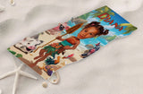 Towels Personalized Face & Name Summer Moana Princess With Pets Girl Beach Towel