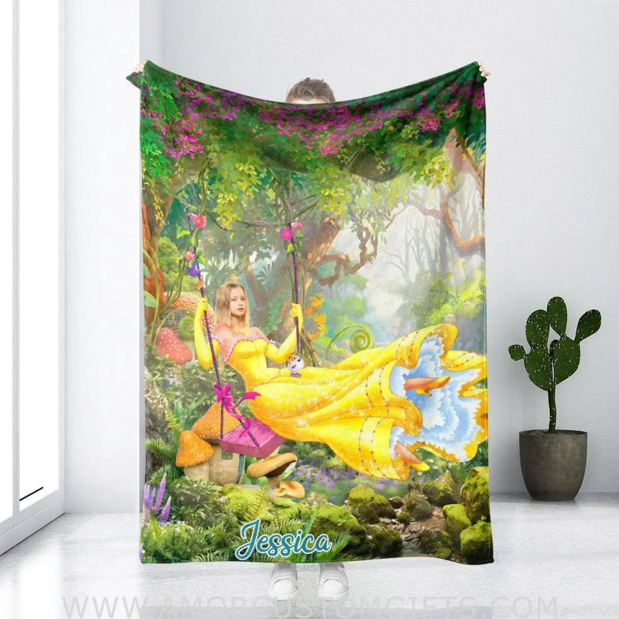 Blankets Personalized Fairy Tale Bell Princess Blanket | Custom Name & Face Girl Bell Princess Blanket