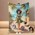 Blankets Personalized Fairy Tale Moana Princess 4 Blanket | Custom Name & Face Girl Princess Blanket