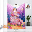 Blankets Personalized Fairy Tale Pink Ariel Mermaid Princess Blanket | Custom Name & Face Girl Ariel Princess Blanket