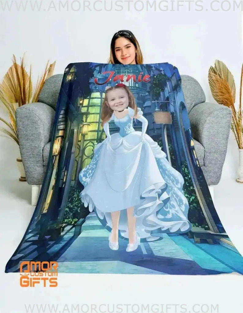 Personalized Fairy Tale Princess Cinderella 3 Blanket | Custom Face & Name  Girl Princess Blanket, Customized Blanket
