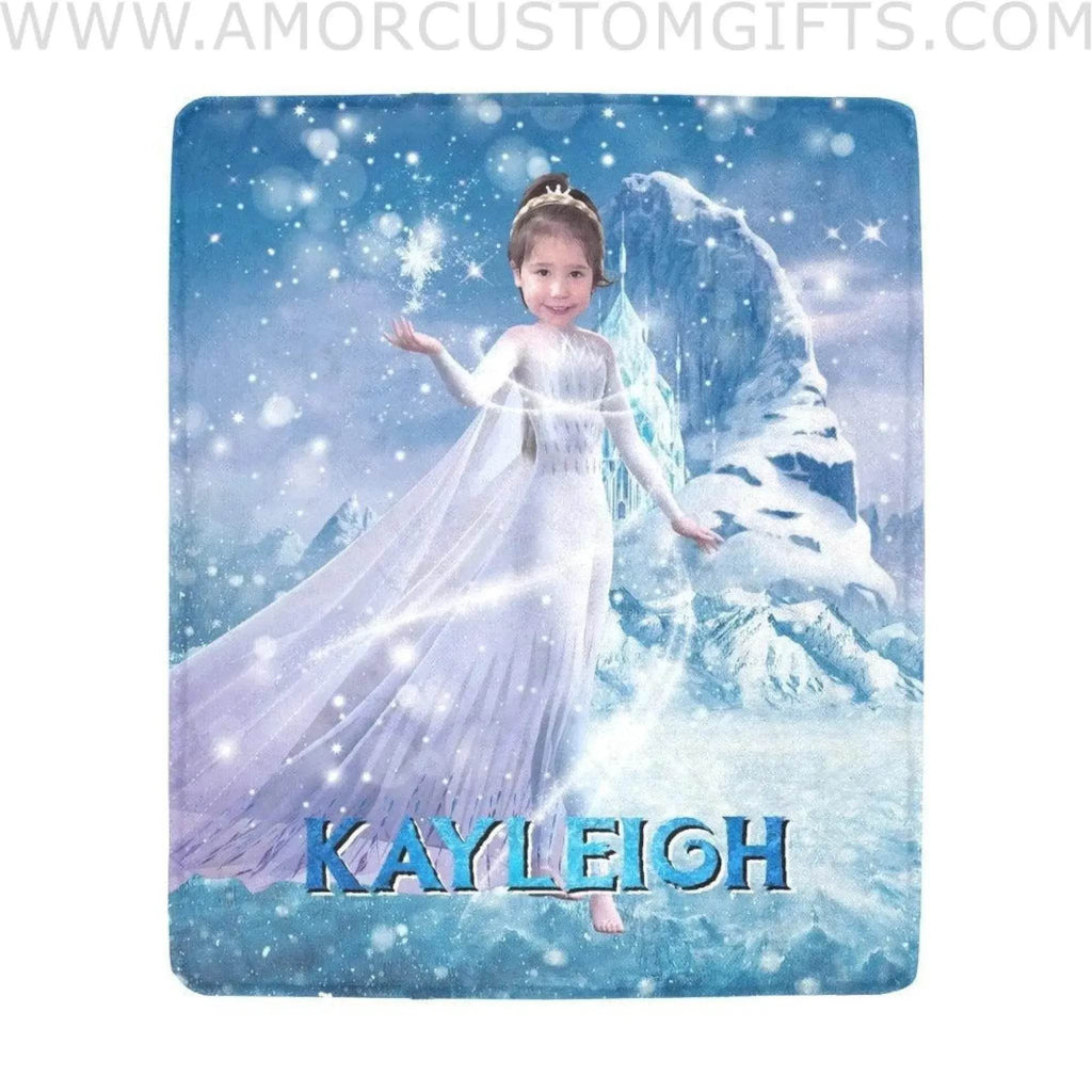 Personalized Fairy Tale Princess Elsa White Gown Blanket | Custom Face &  Name Girl Princess Blanket, Customized Blanket