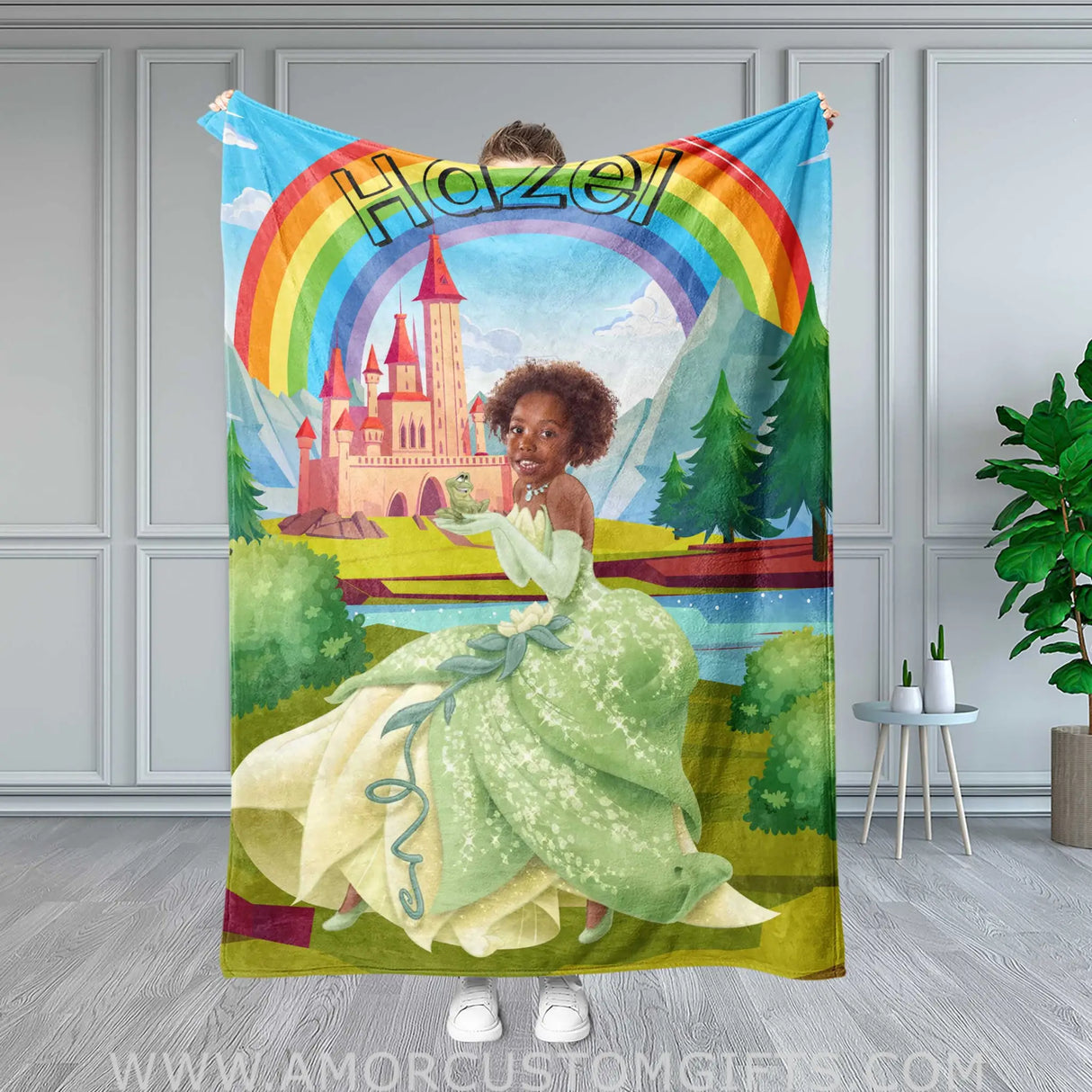 Personalized Fairy Tale Rainbow Tiana Princess Blanket | Custom Name & Face The Blankets