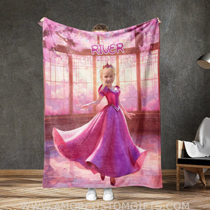 Blankets Personalized Fairy Tale Sleeping Beauty 3 Blanket | Custom Face & Name Girl Princess Aurora Blanket