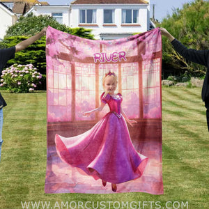 Blankets Personalized Fairy Tale Sleeping Beauty 3 Blanket | Custom Face & Name Girl Princess Aurora Blanket