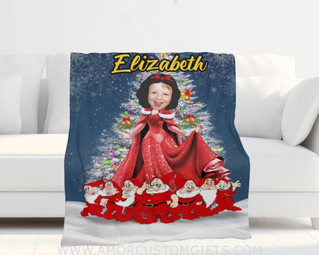 Blankets Personalized Fairy Tale Snow White Christmas Blanket | Custom Girl Blanket