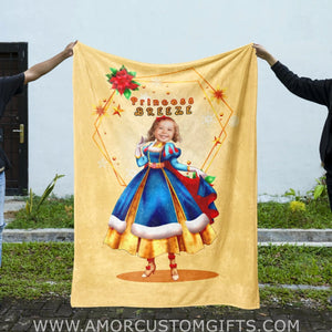 Blankets Personalized Fairy Tale Snow White Princess Xmas Blanket | Custom Face & Name Girl Blanket
