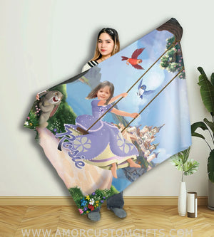 Blankets Personalized Fairy Tale Sophia Princess  Blanket | Custom Face & Name Girl Blanket