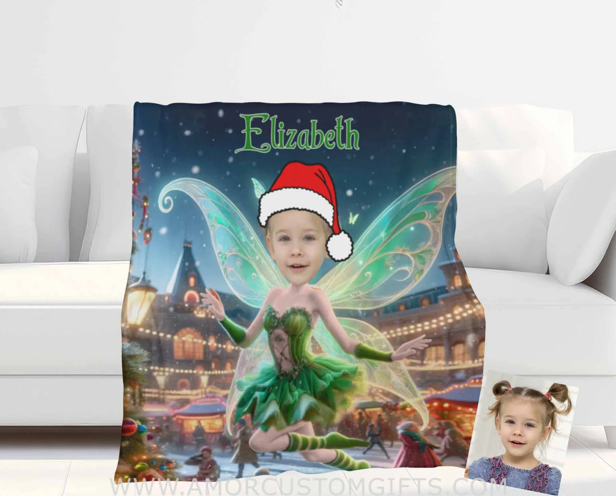Blankets Personalized Fairy Tale Tinker Bell 2 Princess Blanket | Custom Name & Face Girl Princess Blanket