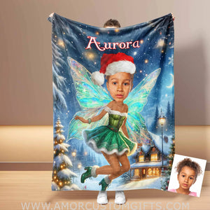 Blankets Personalized Fairy Tale Tinker Bell 3 Princess Blanket | Custom Name & Face Girl Princess Blanket
