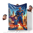 Blankets Personalized Father Day's Super Dad Super Son Ready For Battle Blanket | Custom Face & Name Father Son Blanket