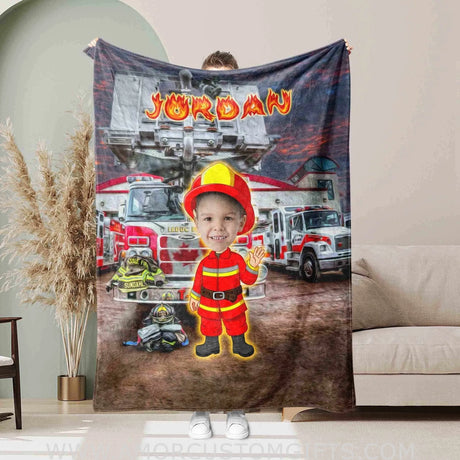 Blankets Personalized Firefighter Blanket | Custom Face & Name Boy Firefighter Blanket,  Customized Blanket