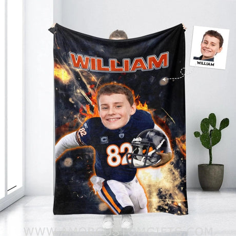 Blankets Personalized Football Chicago Boys Blanket | Custom Sport Bears Boy Blanket