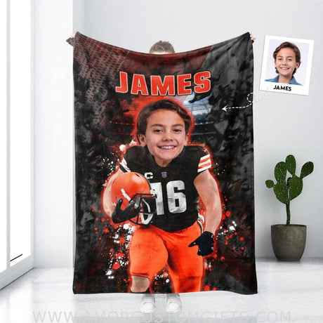 Blankets Personalized Football Cleveland Browns Blanket | Custom Sport Boy Blanket