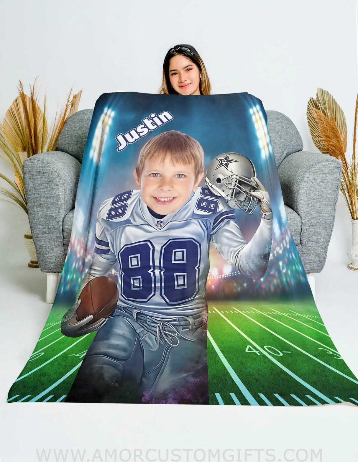 Blankets Personalized Football Dallas Boy Blanket | Custom Sport Football Cowboys Blanket
