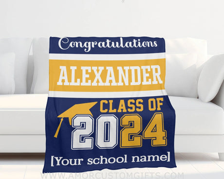 Blanket Personalized Girl Boy Blanket Class Of 2024 Fleece Blankets, Graduation Gift