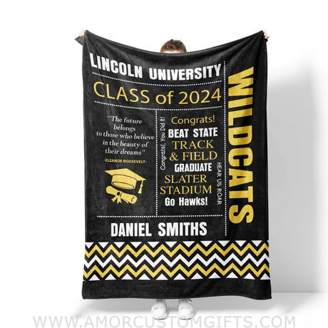 Blanket Personalized Girl Boy Blanket Class Of Graduate 2024 Fleece Blankets, Graduation Gift
