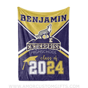 Blanket Personalized Girl Boy Blanket Class Of Graduate 2024 Fleece Blankets, Graduation Gift