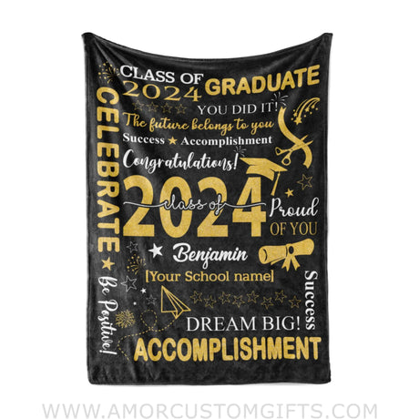 Blanket Personalized Girl Boy Blanket Congratulation Class Of Graduate 2024 Fleece Blankets, Graduation Gift