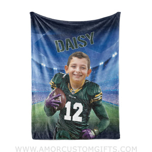 Blankets Personalized Greenbay Football Boy Packers Photo Blanket | Custom Name & Face Boy Blanket