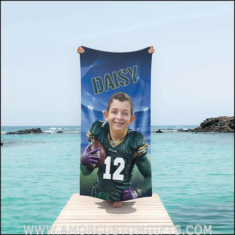 Towels Personalized Greenbay Football Packers Boy Beach Towel | Customized Football Theme Pool Towel