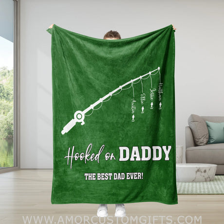 Personalized Hooked On Daddy Blanket | Custom Name Father’s Day Blankets