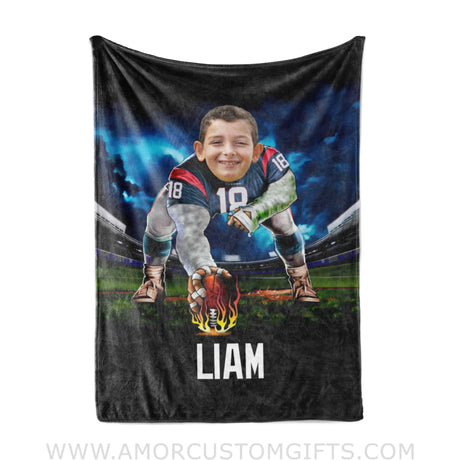 Blankets Personalized Houston Football Boy Texans Photo Blanket | Custom Name & Face Boy Blanket