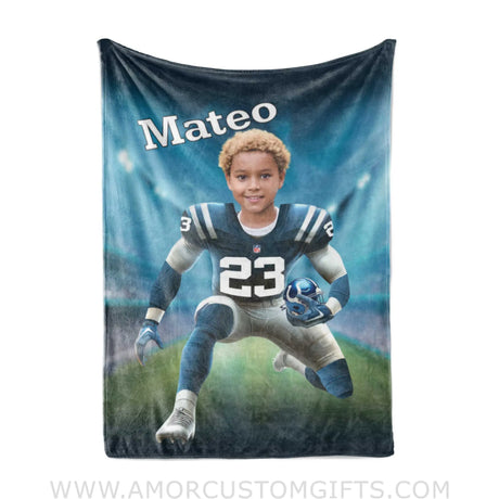 Blankets Personalized Indianapolis Football Boy Colts Photo Blanket | Custom Name & Face Boy Blanket