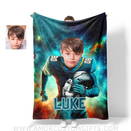 Blankets Personalized Jacksonville Basketball Boy Jaguars Photo Blanket | Custom Name & Face Boy Blanket