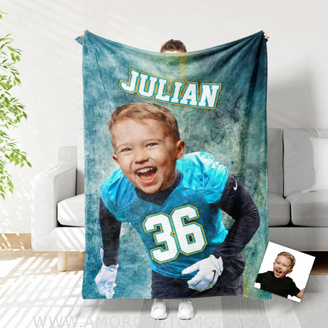 Blankets Personalized Jaguars Football Boy Blanket | Custom Football Boys Blanket