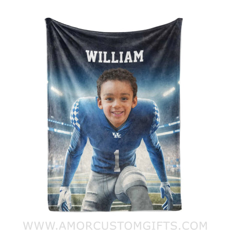 Blankets Personalized Kentucky Football Boy Wildcats Photo Blanket | Custom Name & Face Boy Blanket