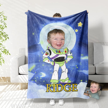 Blankets Personalized Lightyear 3 Boy Blanket | Custom Face & Name Blanket For Boys