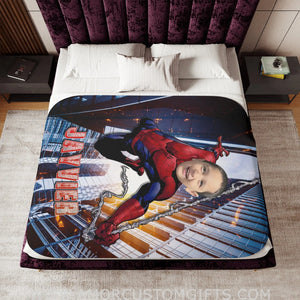 Blankets Personalized Little Boys Superhero Spider Blanket | Kids Custom Superhero Blanket