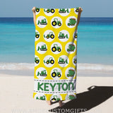 Towels Personalized Lovely Kid Beach Towel - Green Tractor Towel - Tractor Party - Beach - Pool - Summer - Birthday - Vacation