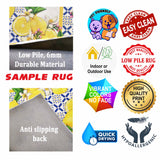 Mats & Rugs Personalized Italian Majolica Floral Lemon Pattern Rug | Pattern Checker Thin Area Rug , Floormat