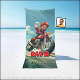 Towels Personalized Mario Bros Motorbike Photo Beach Towel