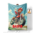 Blankets Personalized Mario Bros Motorbike Photo Boy Blanket | Custom Name & Face Boy Blanket